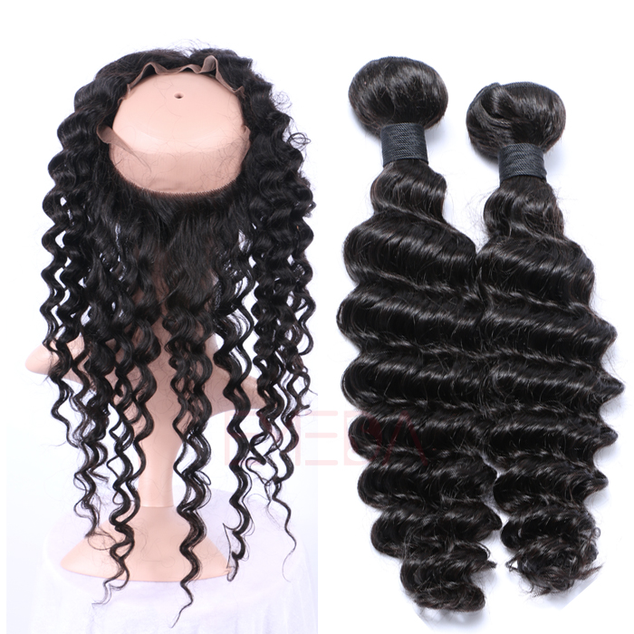 EMEDA 360 lace frontal Deep Wave Brazilian Hair 360 lace closure HW035